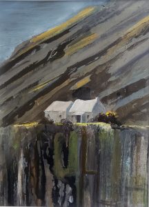 Painting of 'Cottages, Garn Fawr' by Monica Groves